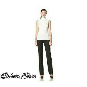 Calvin Klein Size Med White Sleeveless Turtleneck